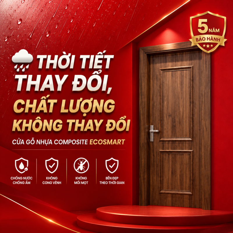Thời tiết thay đổi, chất lượng không thay đổi cùng cửa gỗ nhựa Composite Ecosmart